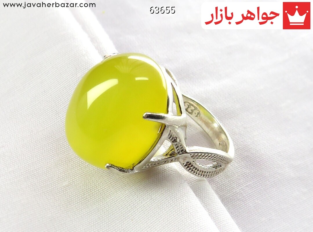 انگشتر نقره عقیق زرد طرح شیما زنانه [شرف الشمس] رنگ تقویت شده